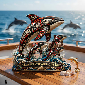 Dolphin Dad Indigenous Acrylic Plaque - Personalized Gifts For Dad 02TODT180426-Homacus