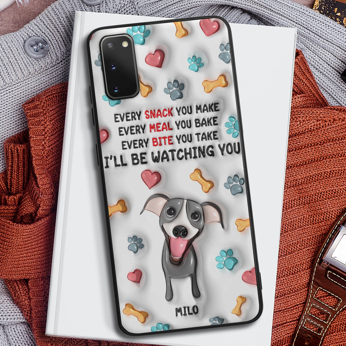 Personalized Gifts For Dog Lovers Phone Case, Cute Waiting Dog Puffy Effect 02qhpu080724-Homacus