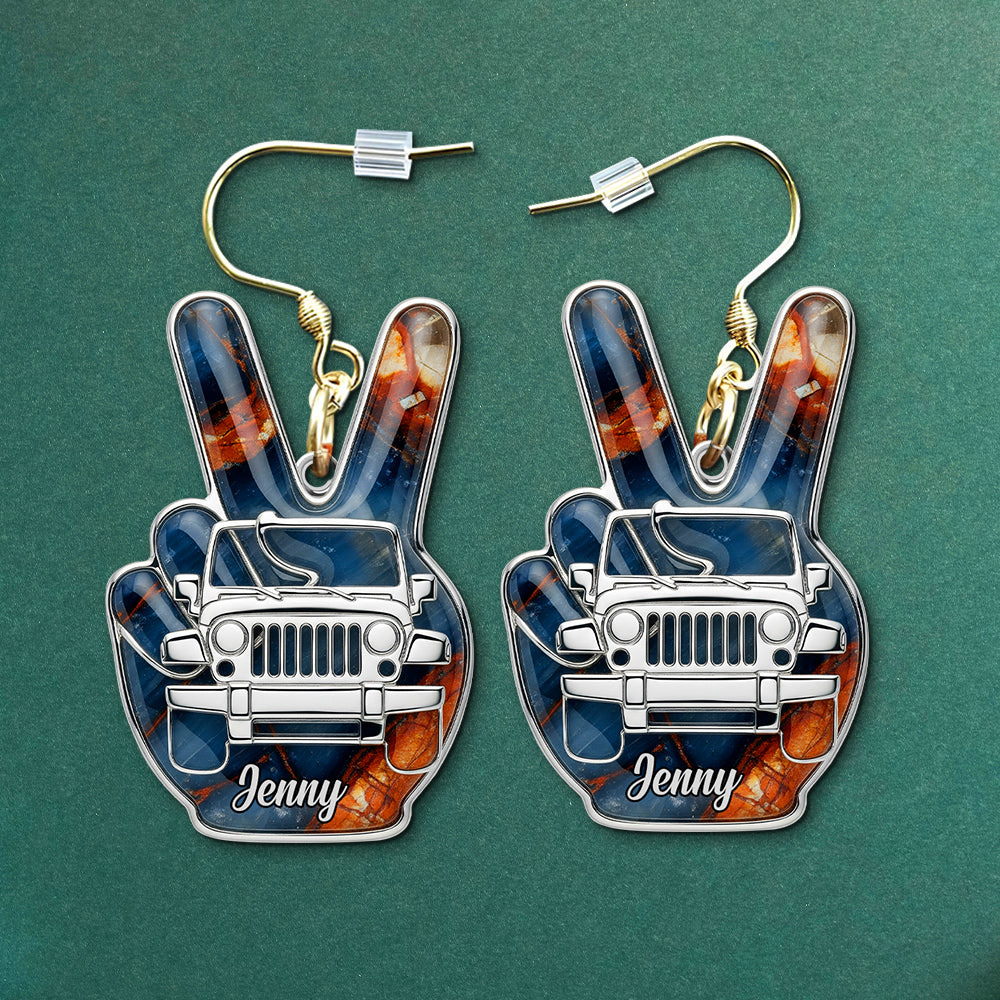 Off-road Hand Sign Earrings, Personalized Gifts For Off-Road Girl 02qhtn120725-Homacus