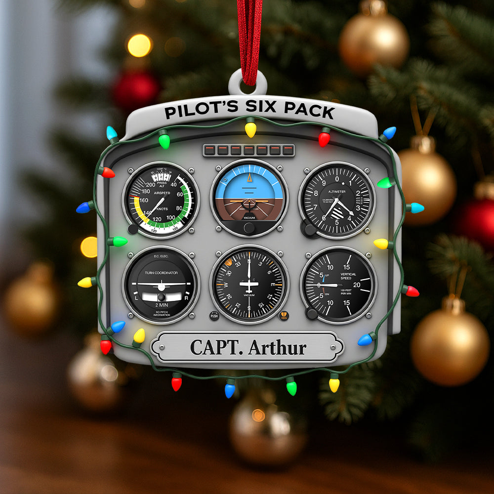 Personalized Gifts For Pilot Christmas Ornament 01hutn120925 Flight Instruments Six Pack-Homacus