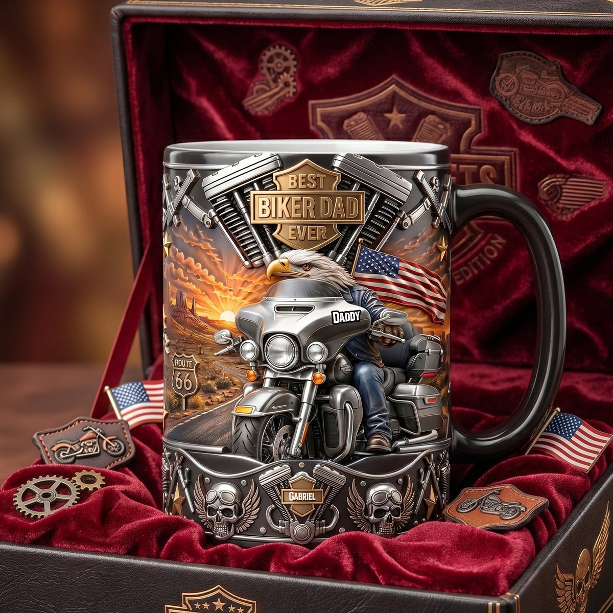 Bald Eagle Dad On Motorcycle Magic Mug, Personalized Gifts For Dads 04QHDH140526-Homacus