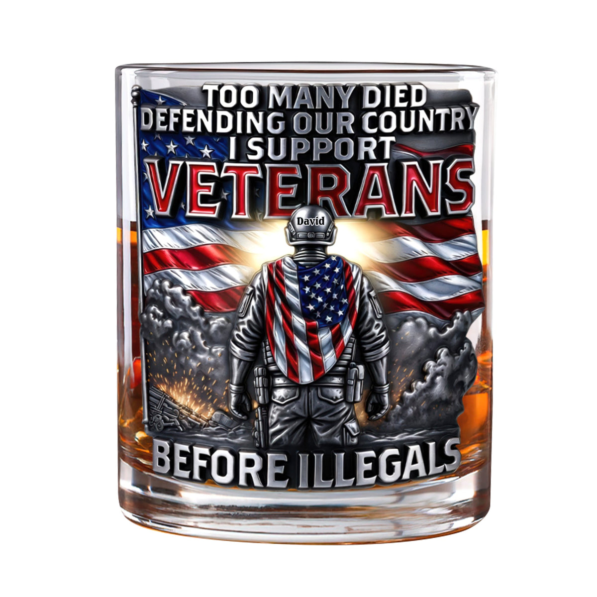 Veteran Pride Round Glass - Personalized Gifts For Veterans 03OHQN050326-Homacus