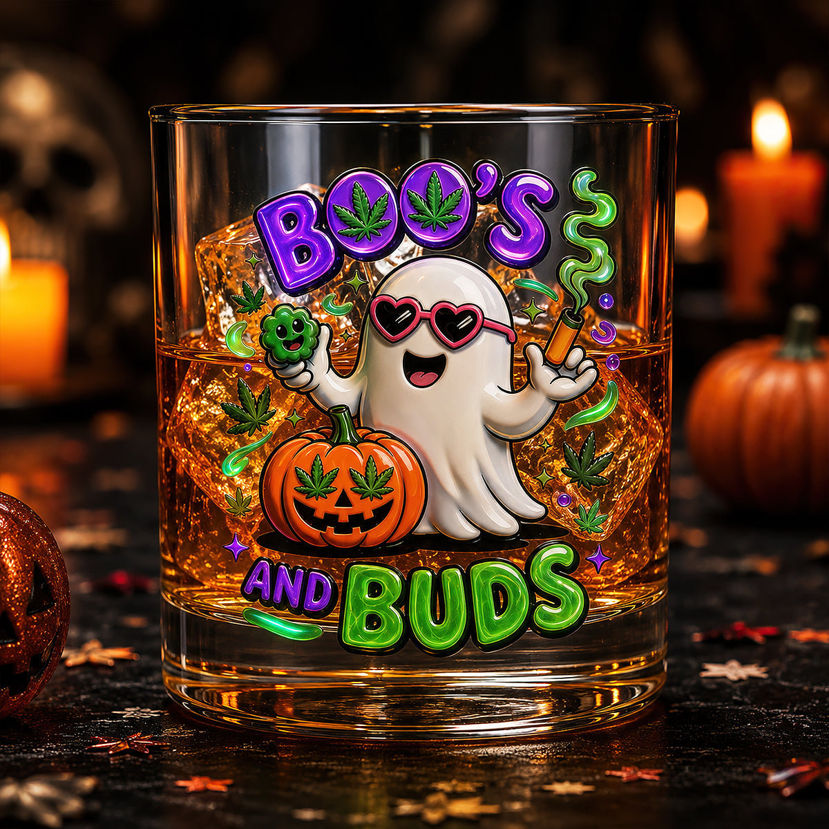 Stoner Boo Round Glass - Personalized Halloween Gifts 04TODT170826-Homacus