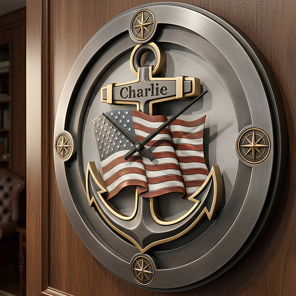 Nautical Anchor Acrylic Clock Personalized Gifts For Veteran 03KIDT231225-Homacus