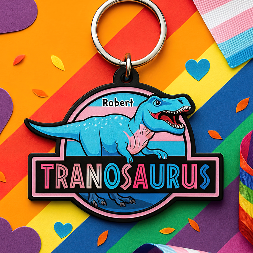 Colorful Dinosaur Keychain – Personalized Gifts for LGBTQ+ Pride 03hupu050625-Homacus