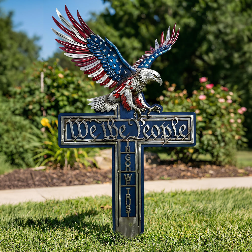 Fierce Eagle On Cross Metal Sign - Gifts For American Christians 02qhdt250226-Homacus
