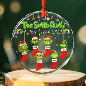 Stocking Family Ornament - Green Monster Kids - Personalized Gifts For Family-Homacus