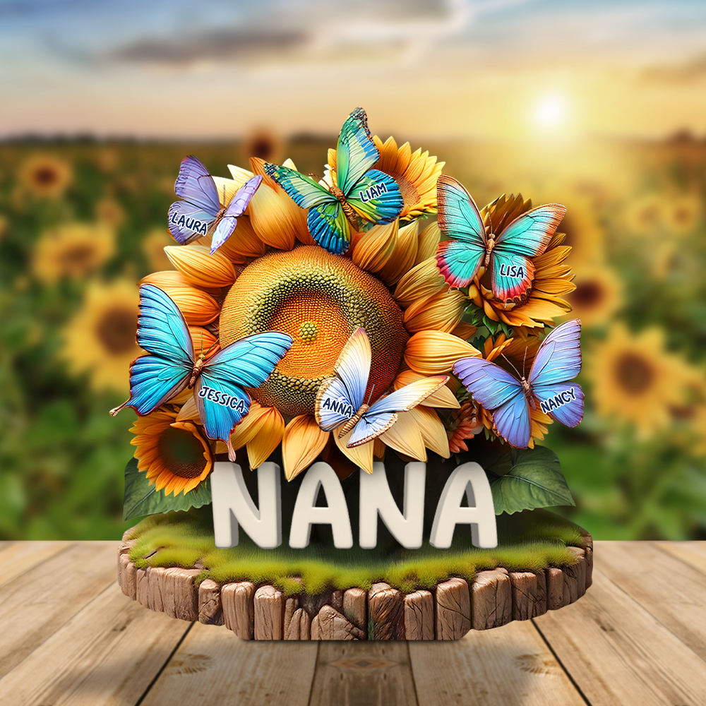 Butterfly Kids On Sunflowers Acrylic Plaque - Personalized Gifts For Mom 01QHPU010425-Homacus