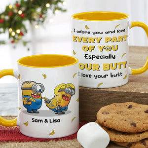 Personalized Gifts For Couple, Yellow Accent Mug, Cute Couple Touching Butt 03humh100724-Homacus