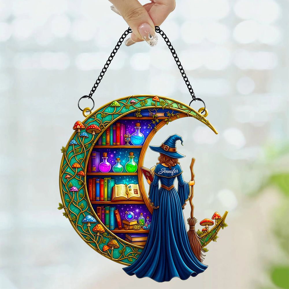 Bookshelf Moonlight Suncatcher Ornament Personalized Gifts for Book Lovers 01TODT010825-Homacus