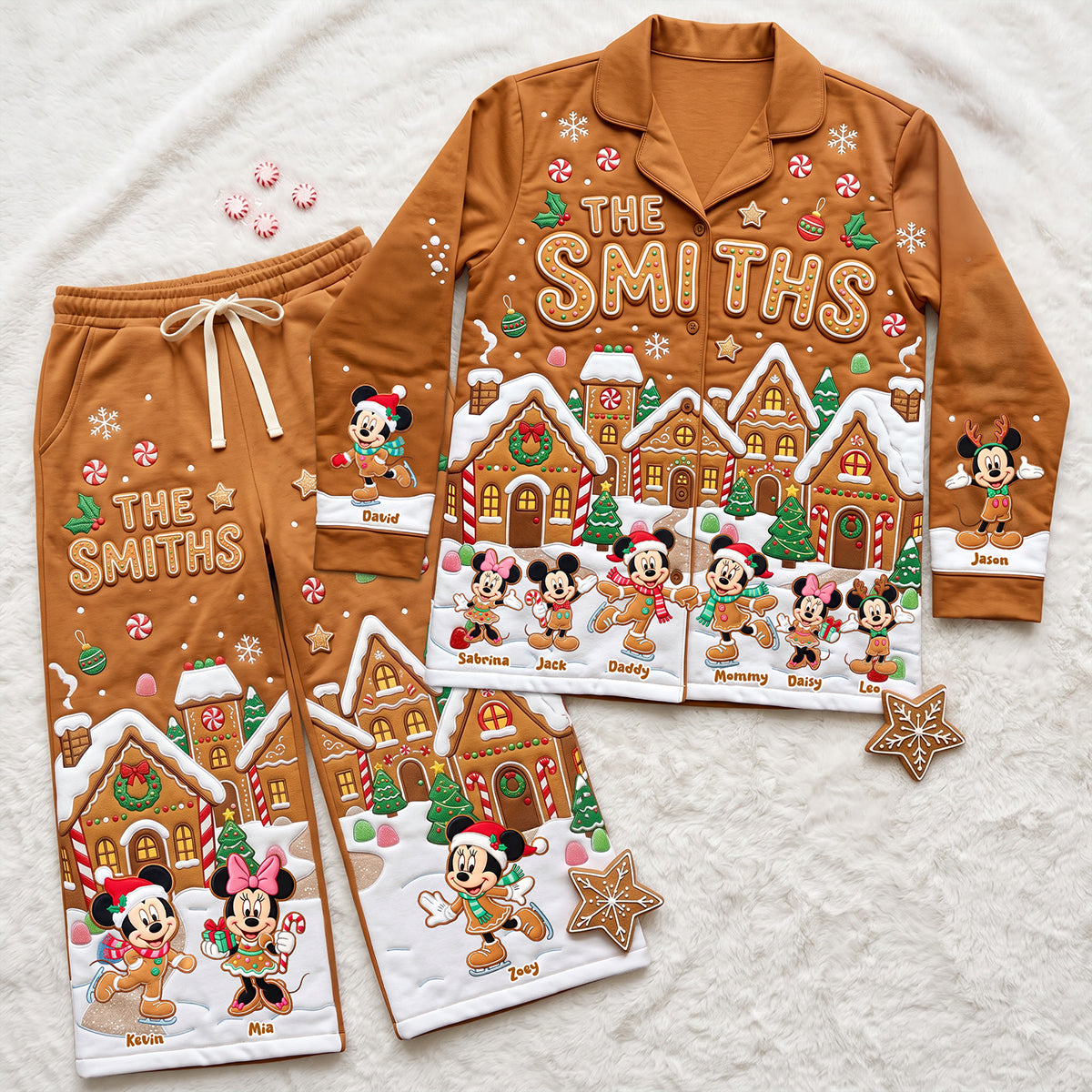 Cute Gingerbread Family Pajama Set - Personalized Gift For Christmas 02PATA270826-Homacus