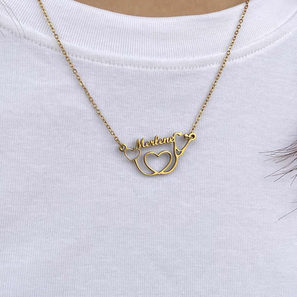 Personalized Name Necklace - Earpiece Tubing Charm 11-Homacus