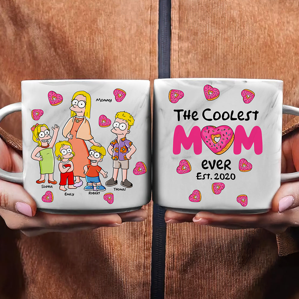The Coolest Mom Ever Marble Mug - Personalized Gifts For Mom 01KAQN030425PA-Homacus