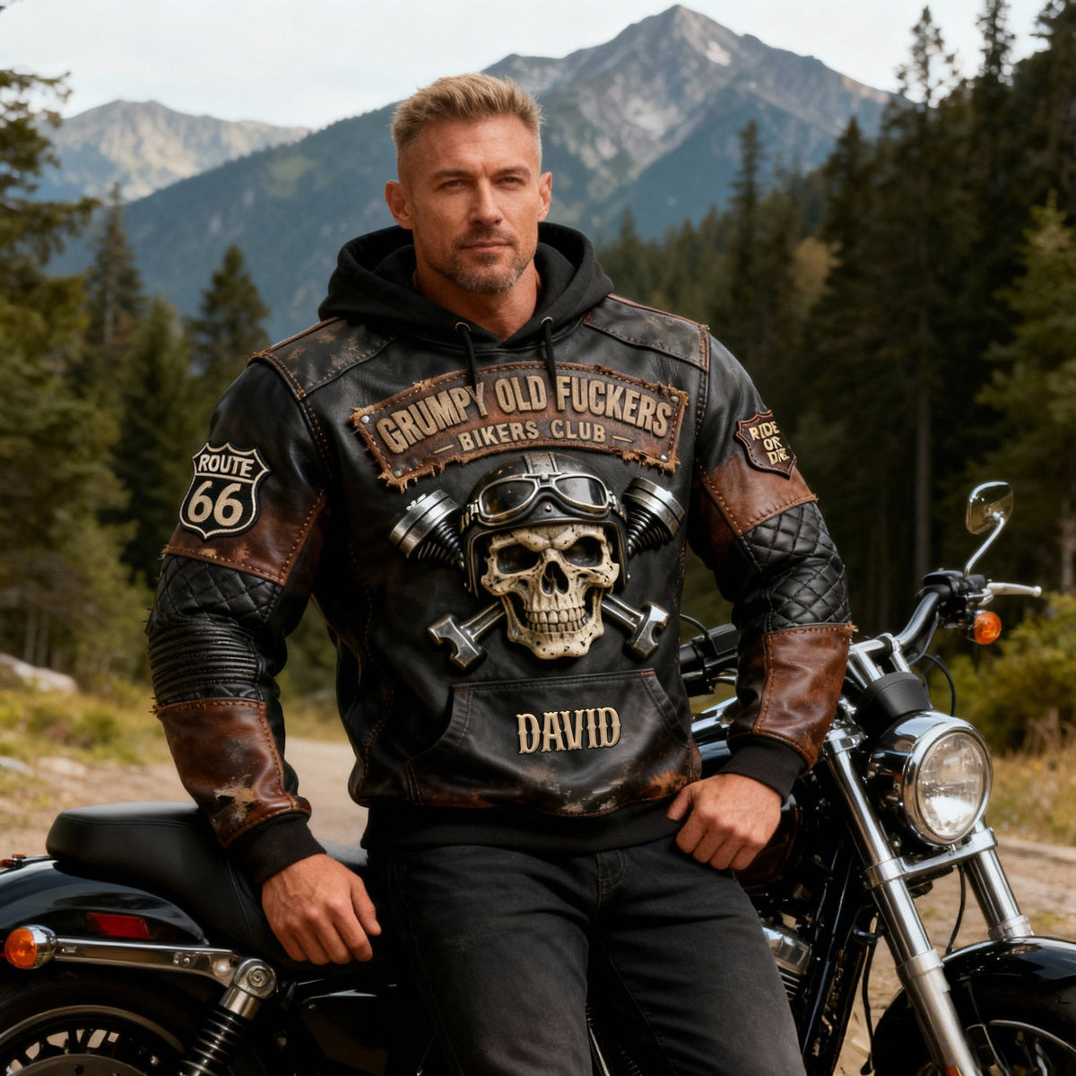 Vintage Biker Skull Hoodie - Personalized Gift For Bikers 05NALU230126-Homacus