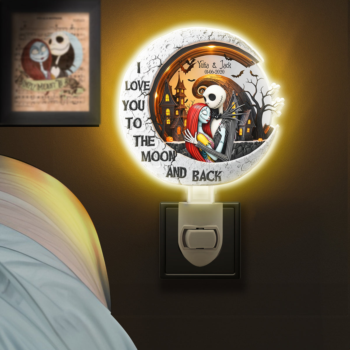 Spooky Moon Night Acrylic Night Light Personalized Gift For Couple 02QHLU230525-Homacus