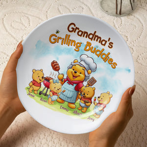 Personalized Gifts For Grandma Round Plate Grilling Buddies 02OHLU140325-Homacus