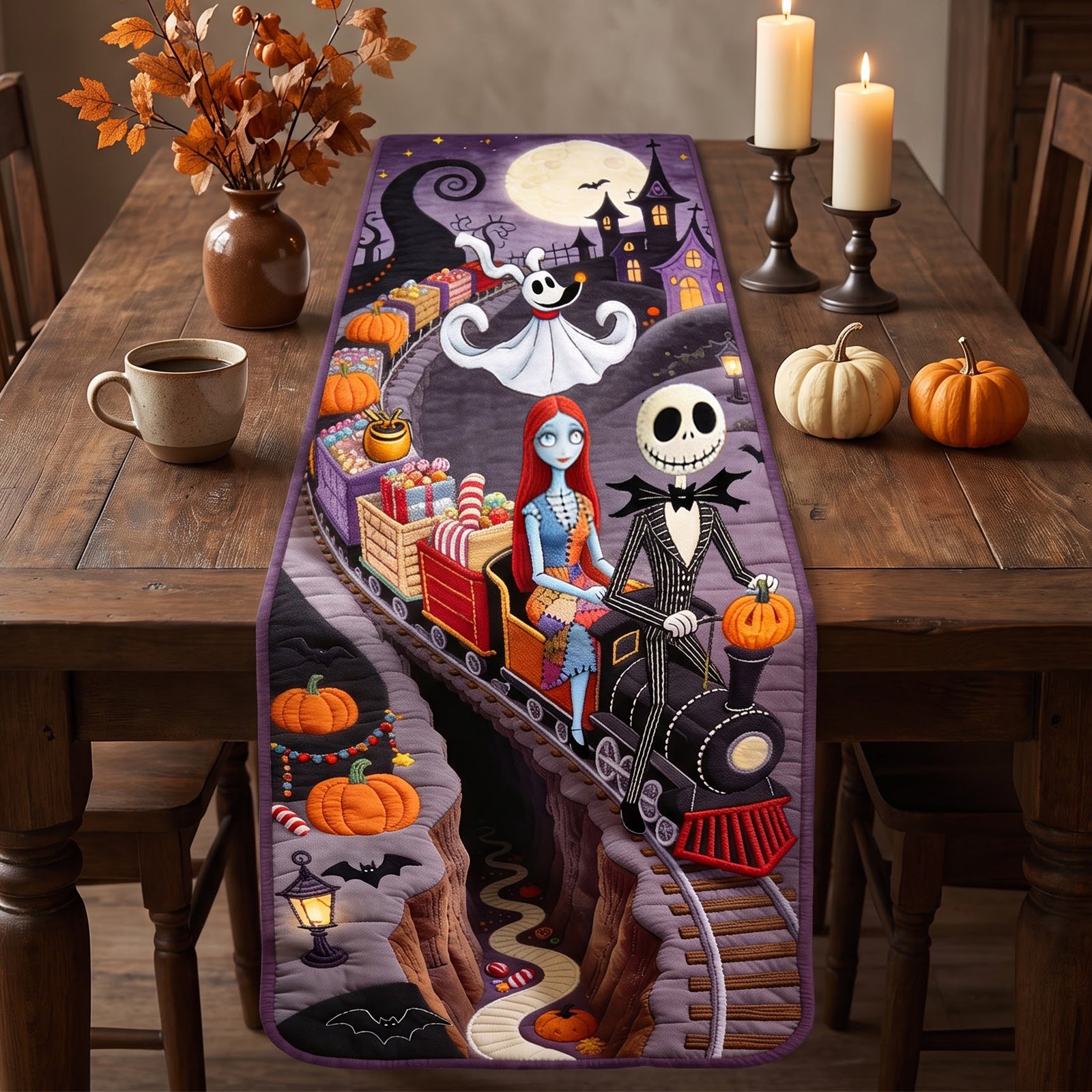 Spooky Couple Table Runner - Personalized Halloween Gifts For Couple 03haqn150826-Homacus