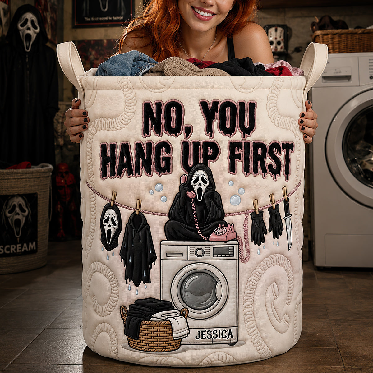 Fun Chatty Quilted Laundry Basket, Personalized Gifts 03qhdt200726-Homacus