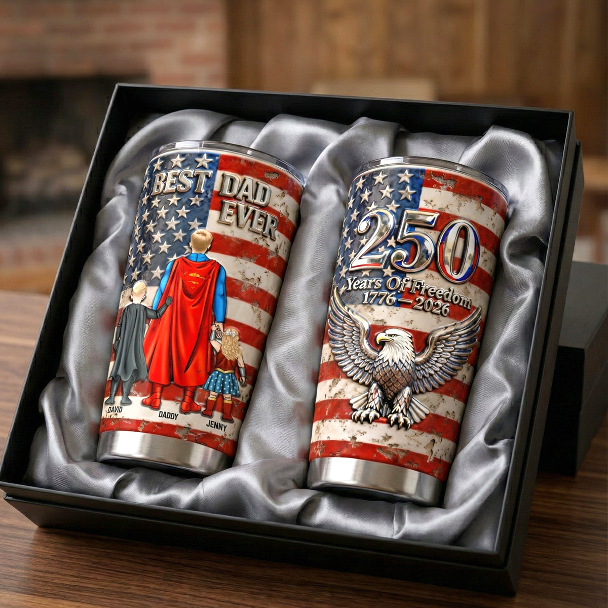 Proud American 250th Anniversary Tumbler - Personalizeed Gift For Dad 04NATN020326-Homacus