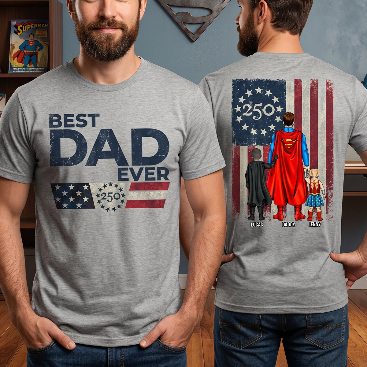 Powerful Dad And Kids Shirt - Personalized Gifts For Father's Day Shirt 01NATN300426PA-Homacus