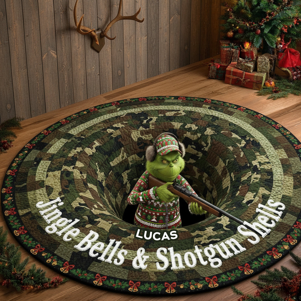 Personalized Christmas Gifts For Hunter Quilted Round Mat 04tgtn041025-Homacus