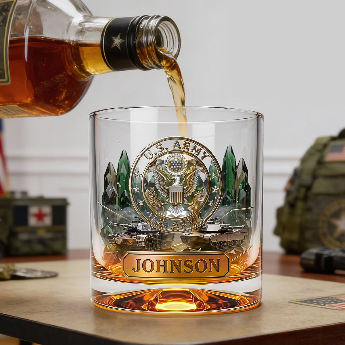 Military Forces 11oz Round Glass - Personalized Gifts For Military Personnel 01palu221225-Homacus