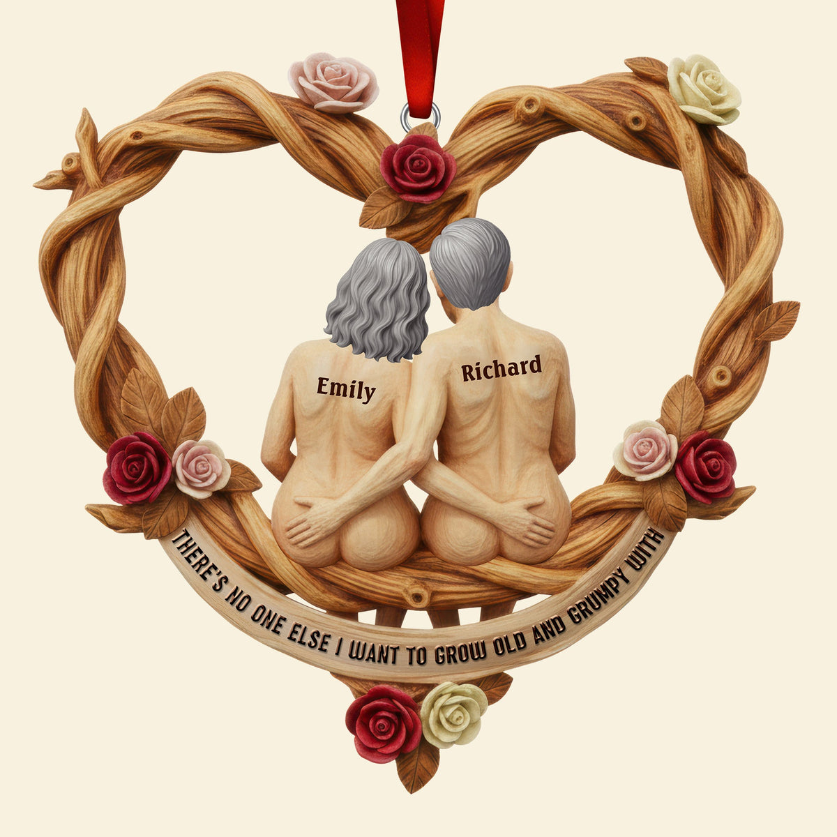 Old Couple Together Wood Ornament- Personalized Gifts For Couples 04OHQN211125-Homacus