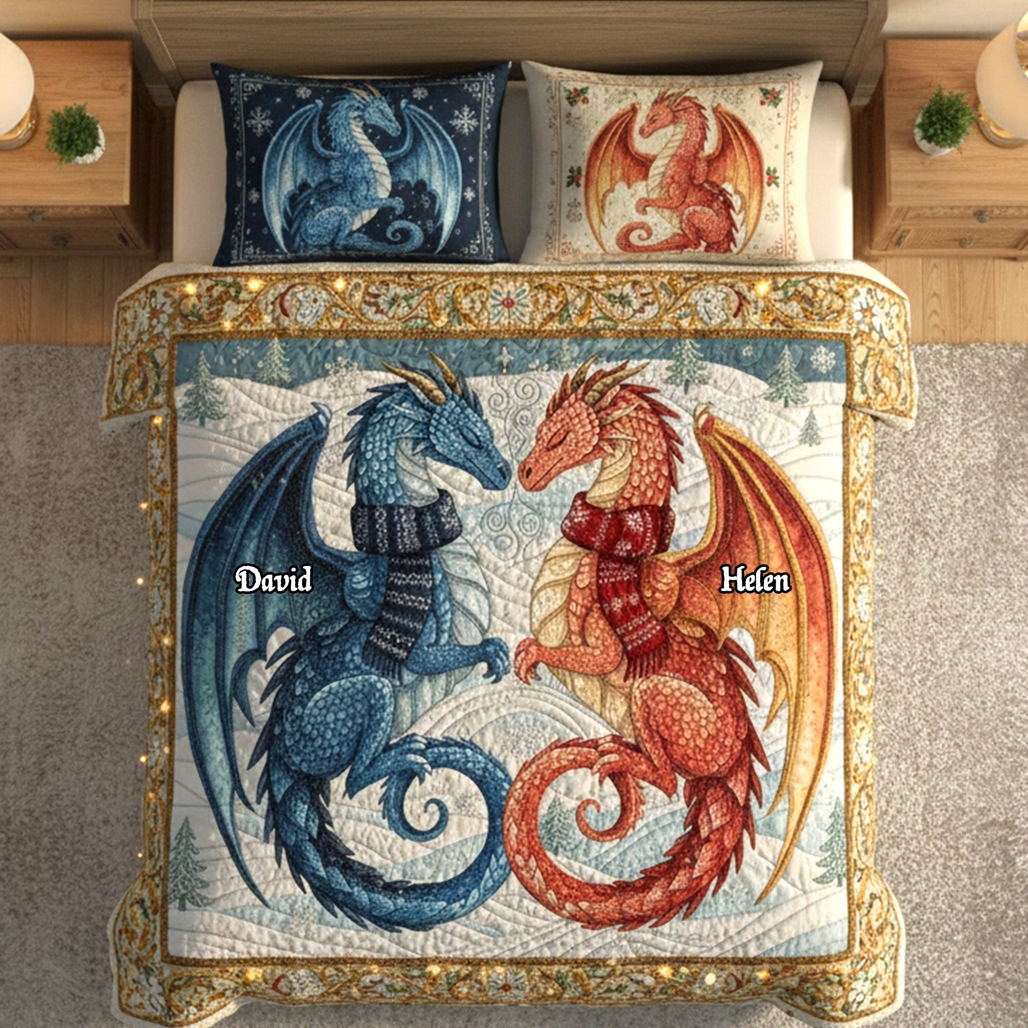 Mythical Dragon Couples Quilt Bedding Set Special Line - Personalized Gift For Couples 06HYMG011125-Homacus