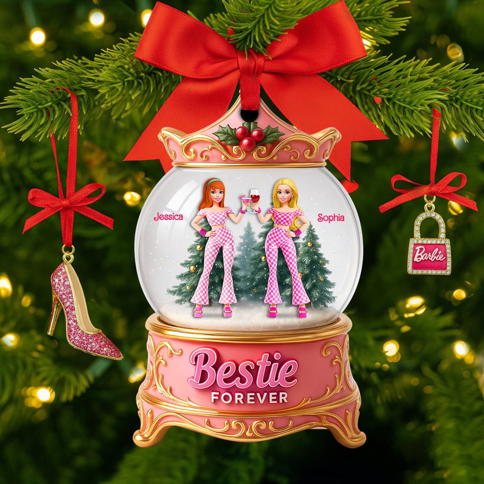 Girly Bestie Forever Ornament - Personalized Christmas Gifts For Besties 03OHLU140825-Homacus