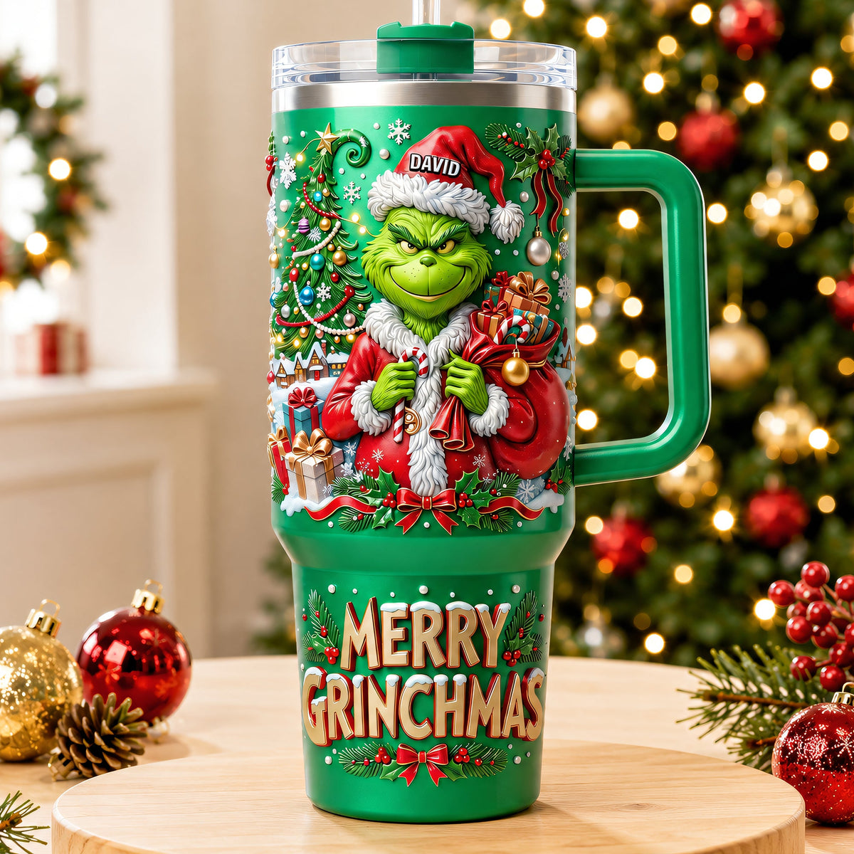 Unique Santa 40oz Tumbler With Handle - Personalized Gifts 07TYQN280826-Homacus