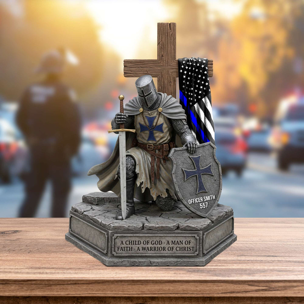 Holy Knight Christmas Gift For Cops – Custom Name Faith Plaque 03qhtn170525-Homacus