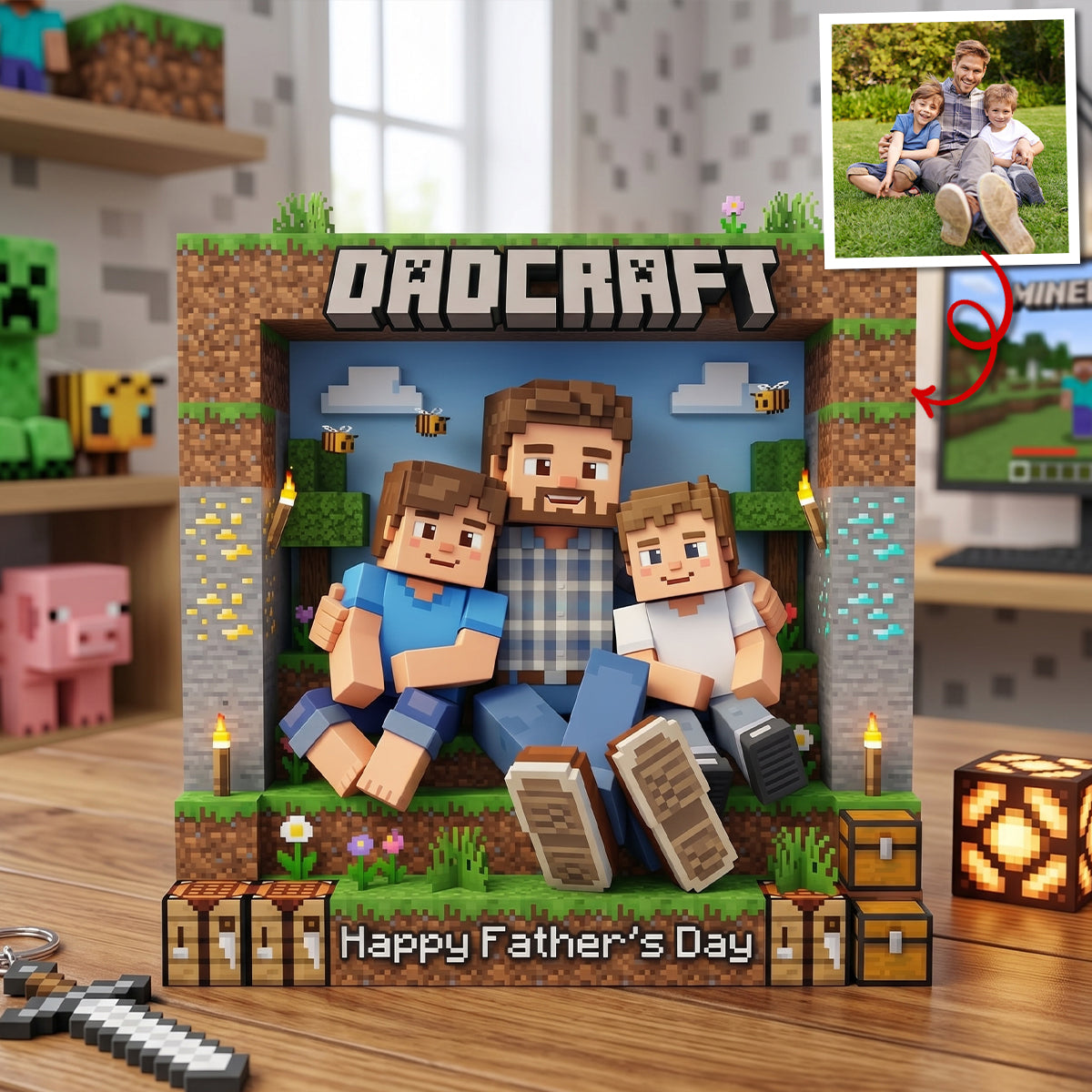 Pixel Dad Acrylic Plaque - Personalized Custom Photo Gift For Dad 02NATN160426-Homacus