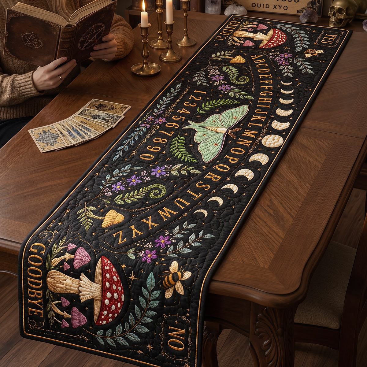 Gothic Board Quilted Table Runner Personalized Halloween Gifts 02NATA170826