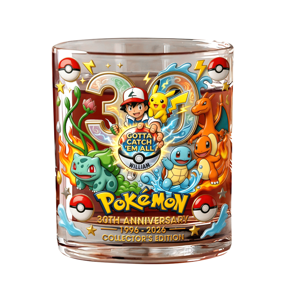 30 Years Monster Adventure Round Glass- Personalized Anniversary Gift 01TOQN070326-Homacus