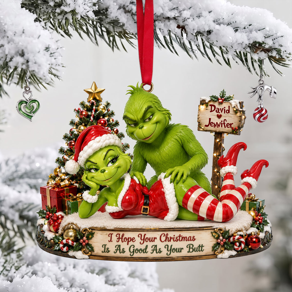 Cheeky Christmas Couple Ornament - Personalized Funny Gifts For Couple 05nalu150926