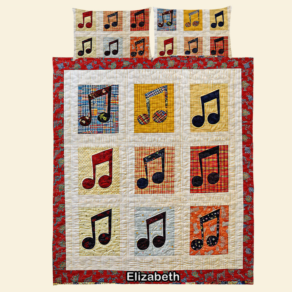 Personalized Gift For Music Lovers Quilt Bedding Set Charming Musical Notes 02QNQN311224-Homacus