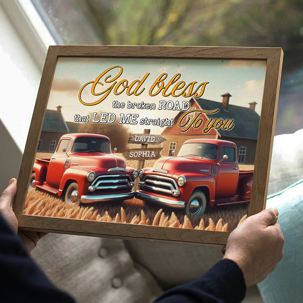 Personalized Gifts For Couple Canvas Print 03ohtn111224 God Bless The Broken Road That Led Me Straight To You-Homacus