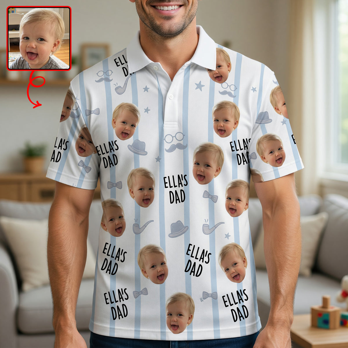Custom Photo Adorable Baby Dad Polo Shirt, Personalized Gifts For Dad & Grandpa 04qhqn080526-Homacus