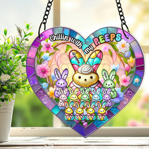 Personalized Gifts For Grandma Suncatcher Ornament, Chillin' With My Peep Easter Gifts 01TGDT170225-Homacus