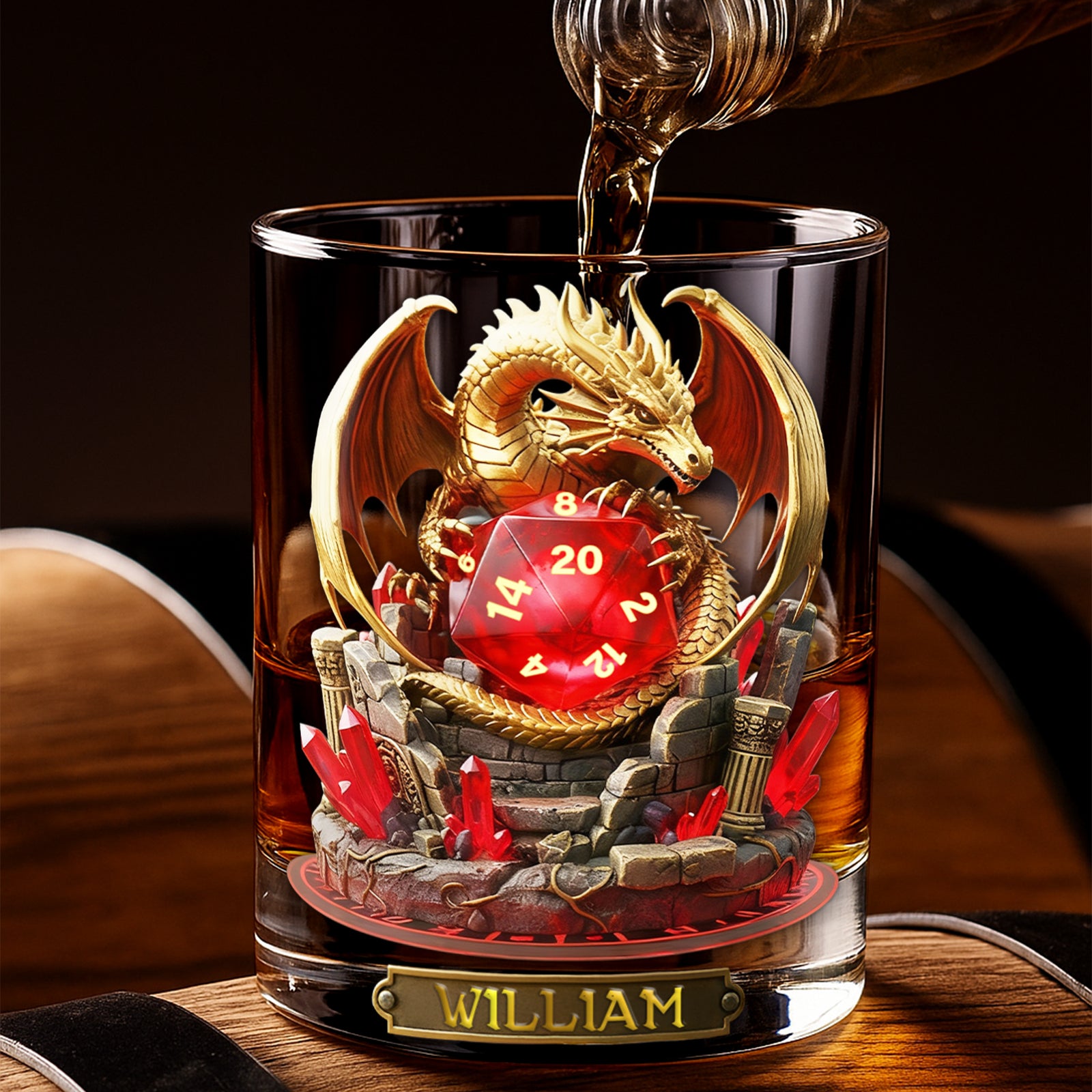 Legendary Dragon Dice Round Glass - Personalized Gifts For Drinking Lovers 01PALU151225-Homacus
