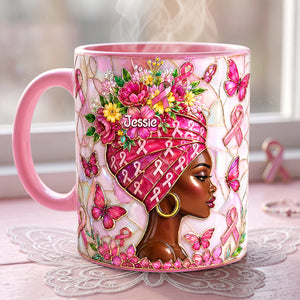 Cancer Fighter Girly Accent Mug - Personalized Gifts For Breast Cancer Warriors 02QHTA030826-Homacus