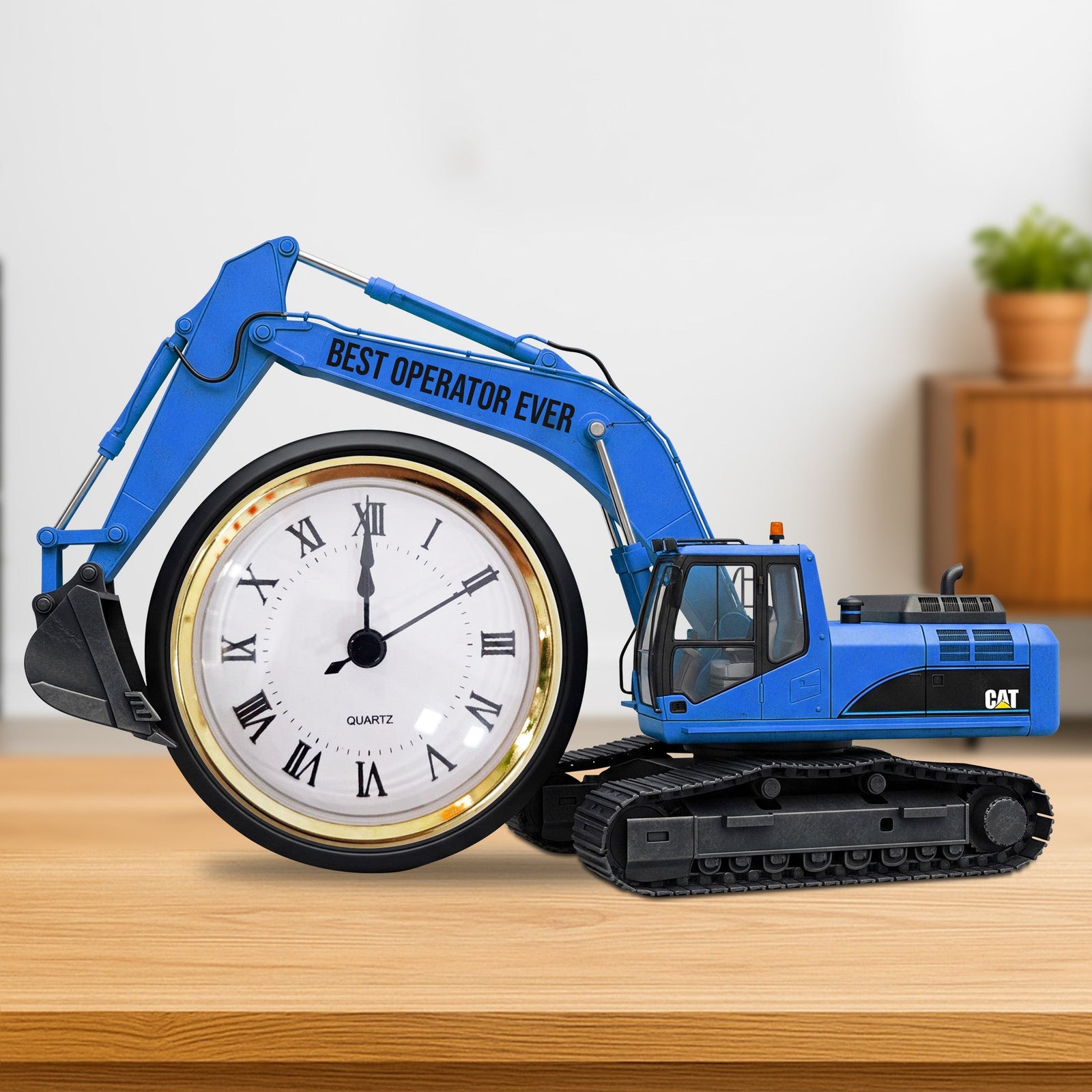 Excavator Desk Clock Plaque - Personalized Gifts For Operator 02ohtn040625-Homacus