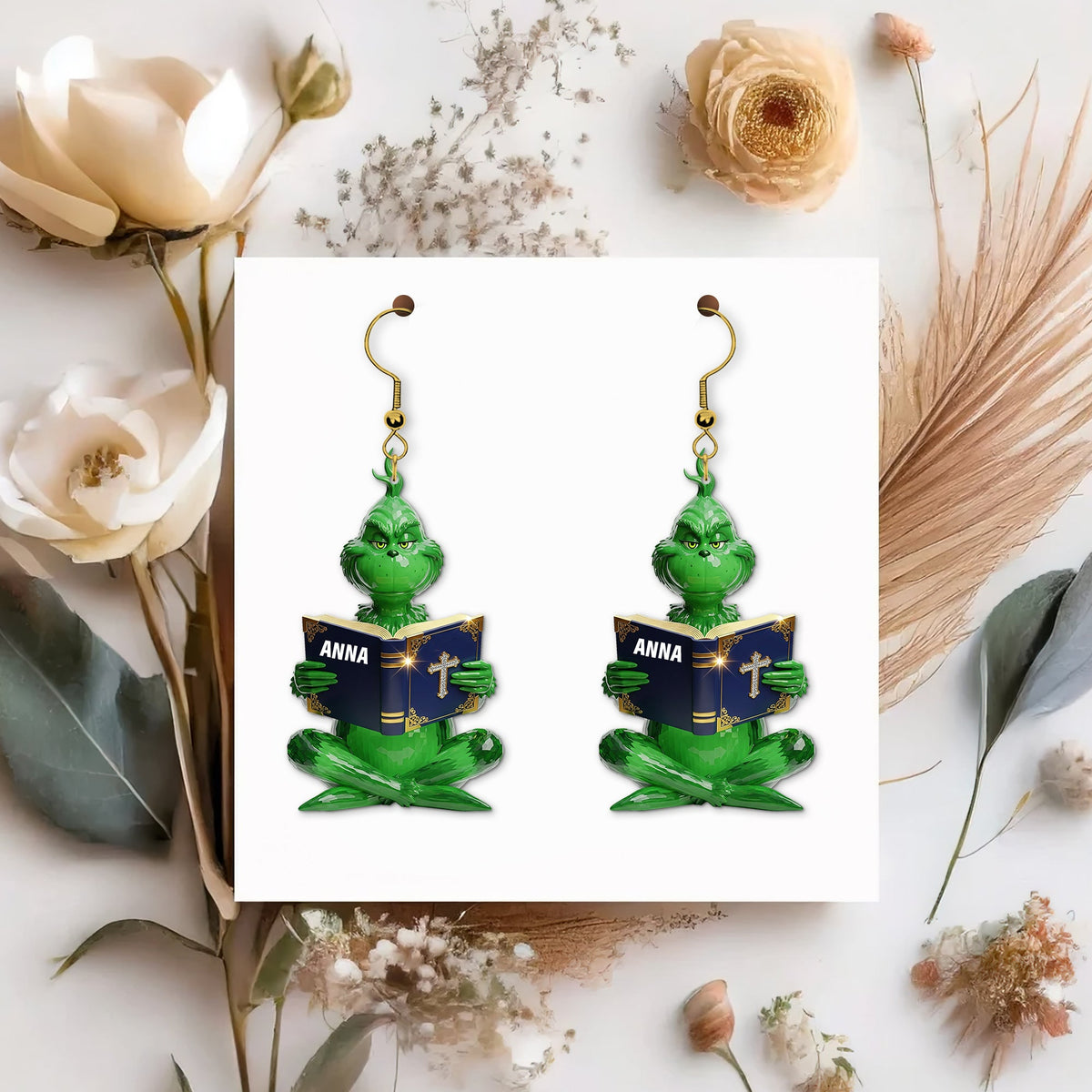 Green Monster Personalized Gifts For Jesus Lovers Acrylic Earrings 01natn120725-Homacus