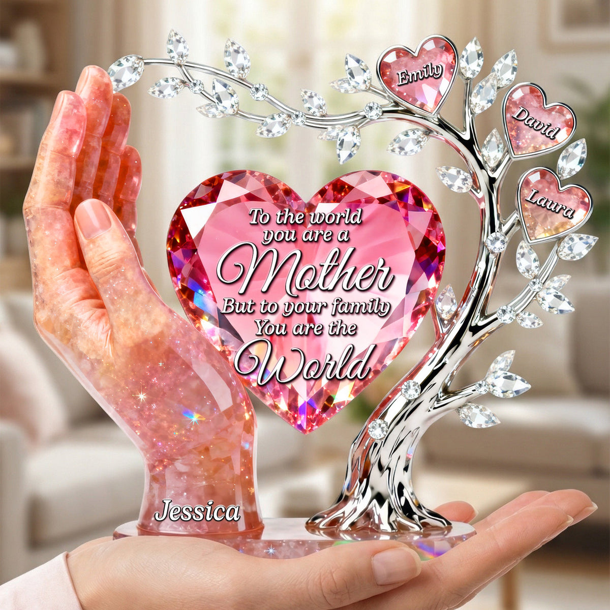 Heart of Family Acrylic Plaque – Personalized Gifts For Mom 03kiqn040226-Homacus