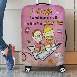 Personalized Gifts For Couple Luggage Cover 04katn080125pa It's Not Where You Go It's Who You Travel With-Homacus