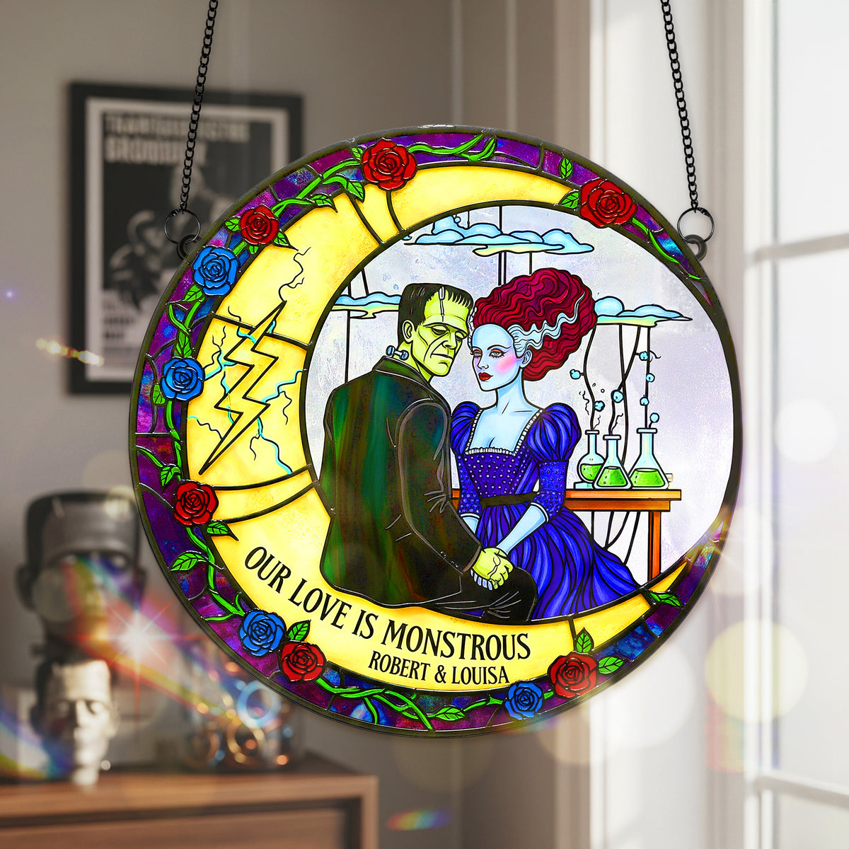 Spooky Couple Suncatcher Ornament - Personalized Gifts For Couple 01HUMG090825-Homacus