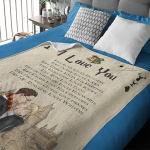 Personalized Gift For Couples, Couple Blanket 02HUDT260924PA Wizard Couple Kissing-Homacus