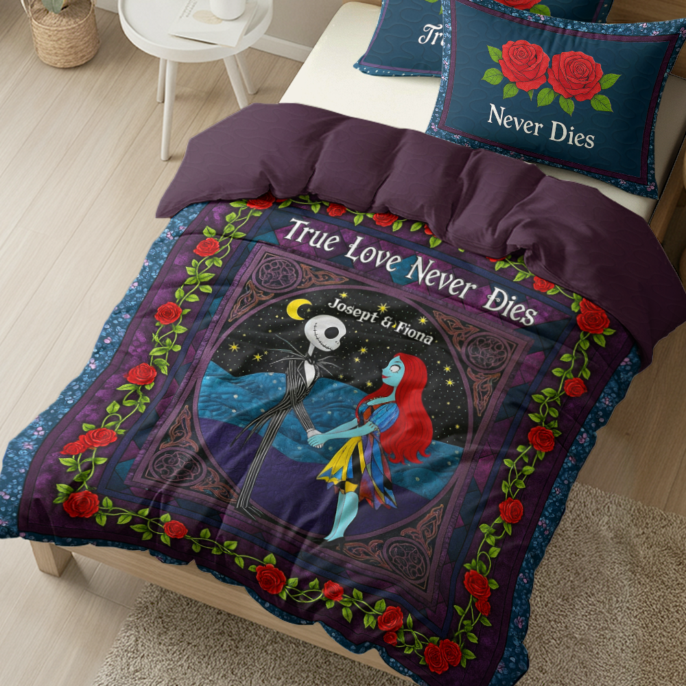 Skeleton Couple Quilt Bed Set - Personalized Gifts For Couple 06HULU080825-Homacus