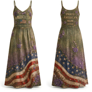 Proud American Mom - Celebrated America 250th Anniversary Suspender Maxi Dress - Personalized Gifts For Moms 04toqn070426-Homacus
