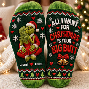 Furry Naughty Couples Middle Tube Socks - Personalized Christmas Gifts For Couples 01ohdt250926